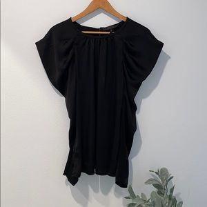 BCBGMaxAzria Black Puffy Shoulder Blouse Top
